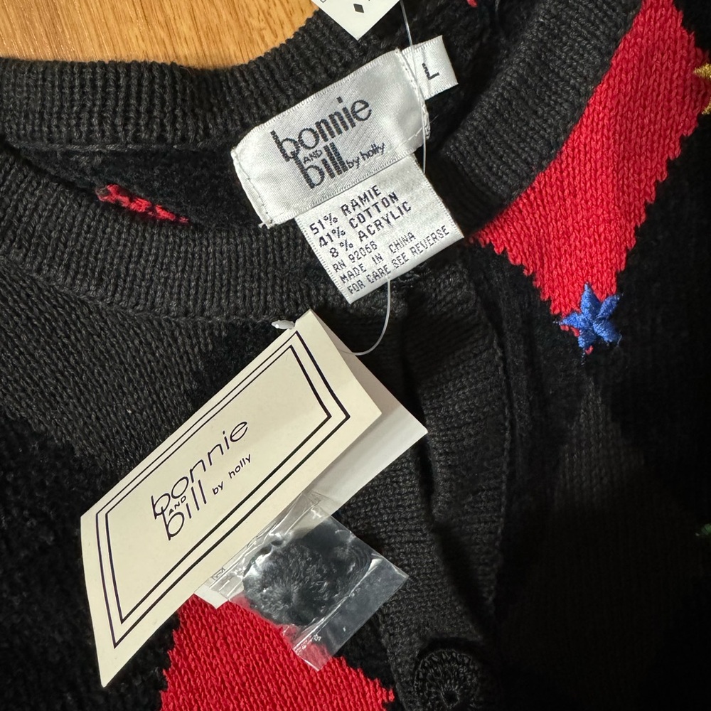 Vintage Bonnie and Bill by Holly 80s Sweater Cardigan NWT Size Large - Picture 2 of 8